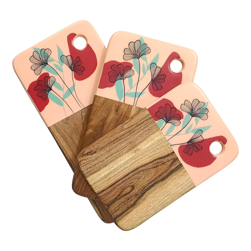 Affinity Décor Resin Print Set Of 3 Cutting Board Kitchen Deco with Grooves Festive Décor Epoxy Wood Cutting Board Handmade Large Charcuterie Board Handcrafted Acacia Wood Cutting Board (329)