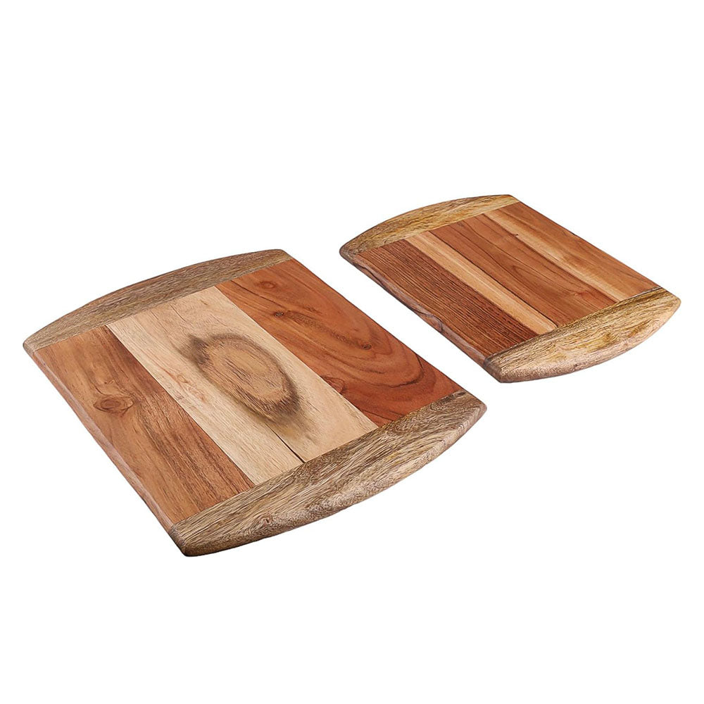 Cutting Board Series, Acacia & Mango Wood Cutting Boards for Kitchen, Set of 2 Wooden Serving Charcuterie Board, Organic Wood Board, Ideal for Fruits, Cheese 12 x 9, 14 x 11