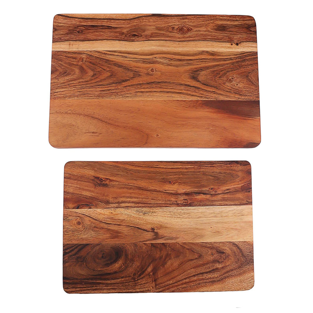 Cutting Board Series, Acacia Wood Cutting Boards for Kitchen, Solid Wooden Serving Charcuterie Board, Set of 2 Wood Board, Ideal for Chopping Meat, Cheese 15"x10", 13"x9"