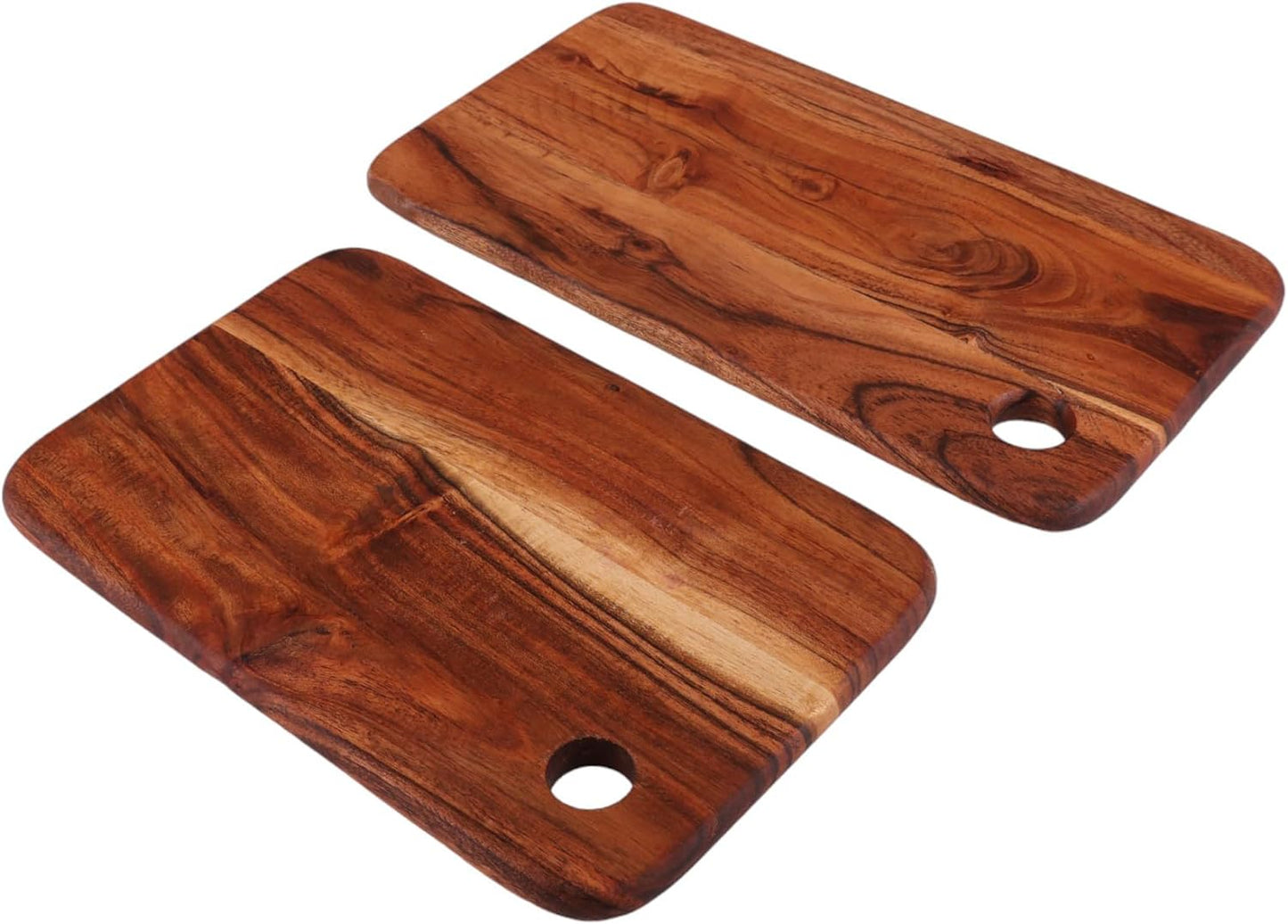 Affinity Decor Cutting Board Series, Acacia Wood Cutting Boards for Kitchen, Set of 2 Wooden Serving Charcuterie Board, Organic Wood Board, Ideal for Fruits, Cheese 13"x7", 11"x7"