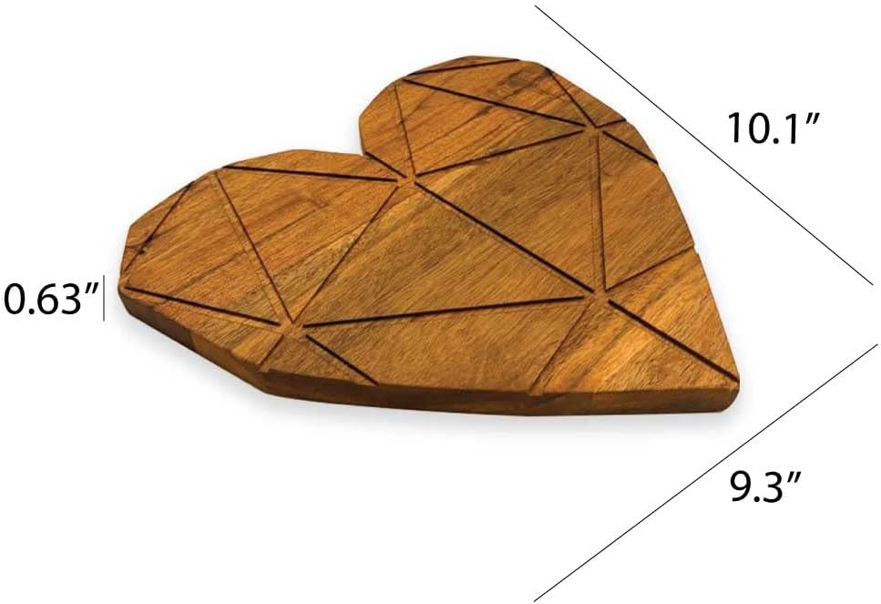 Valentine's Day Gifts Organic Acacia kitchen Cutting Chopping Charcuterie Board Platter Butcher Block for Cheese and Vegetables Meat (Heart Board with Grooves 9.3"L x 10.1"W)