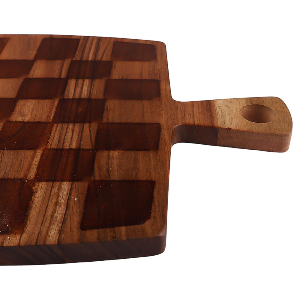 Cutting Board Series, Acacia Wood Cutting Boards for Kitchen, Wooden Serving Charcuterie Board, Chess Print Wood Board, Ideal for Chopping Meat, Fruits, Cheese 14"x10.8"