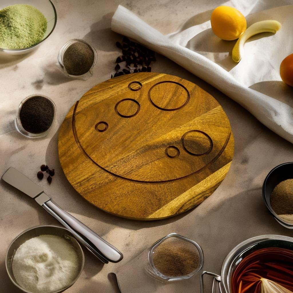 Acacia Wood Halloween Full Moon Cutting Board with Groove for Festive Decor and Appetizer Serving Tray (10.75"L x 10.75"W)