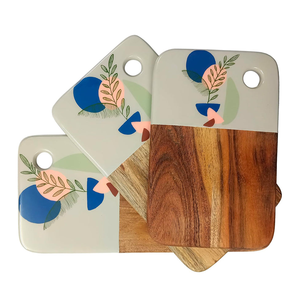 Affinity Décor Resin Print Set Of 3 Cutting Board Kitchen Deco with Grooves Festive Décor Epoxy Wood Cutting Board Handmade Large Charcuterie Board Handcrafted Acacia Wood Cutting Board (328)