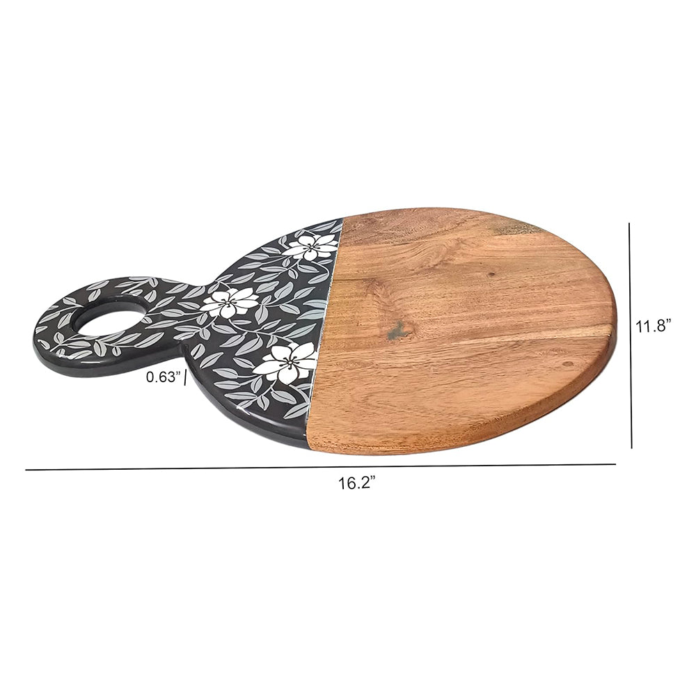 Affinity Décor Resin Print Wooden Cutting Boards for Kitchen Deco with Grooves Festive Décor Epoxy Wood Cutting Board Handmade Large Charcuterie Board Handcrafted Acacia Wood Cutting Board (WL-CB-331)