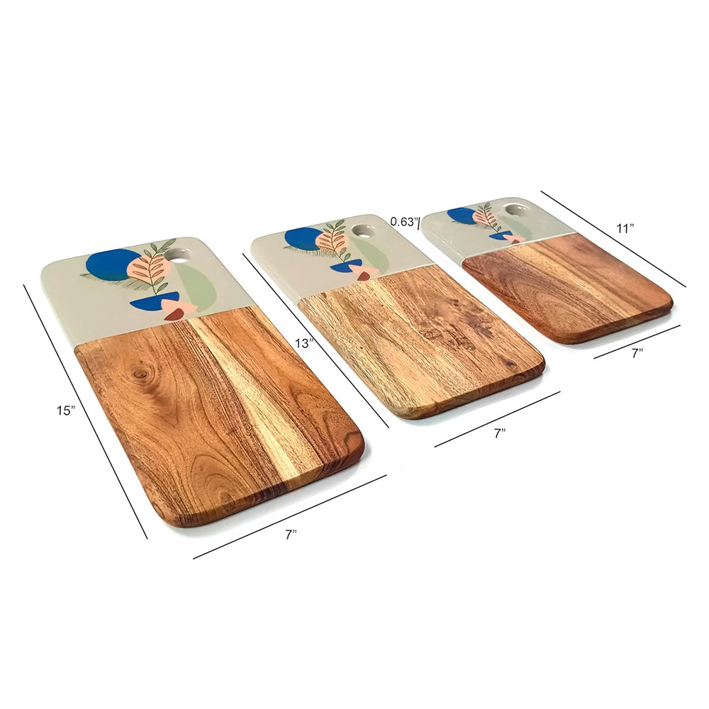 Affinity Décor Resin Print Set Of 3 Cutting Board Kitchen Deco with Grooves Festive Décor Epoxy Wood Cutting Board Handmade Large Charcuterie Board Handcrafted Acacia Wood Cutting Board (328)