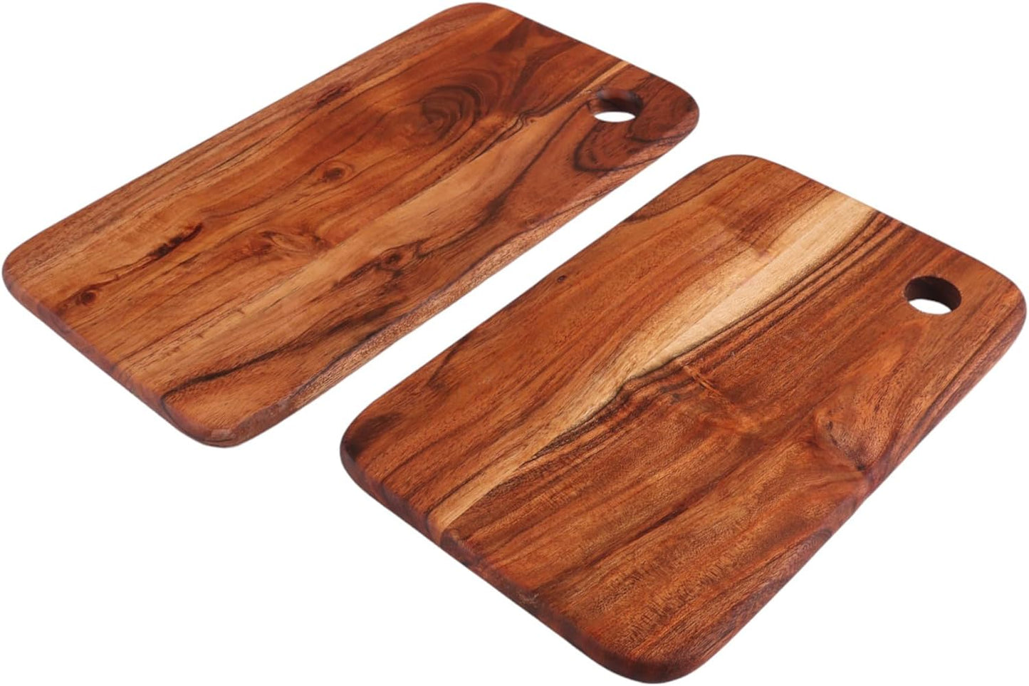 Affinity Decor Cutting Board Series, Acacia Wood Cutting Boards for Kitchen, Set of 2 Wooden Serving Charcuterie Board, Organic Wood Board, Ideal for Fruits, Cheese 13"x7", 11"x7"