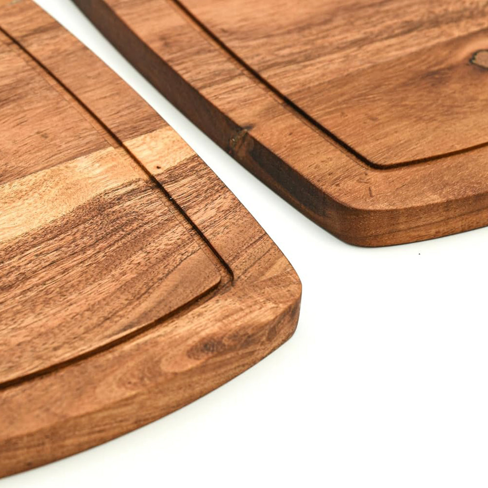 Cutting Board Series, Acacia Wood Cutting Boards for Kitchen, Wooden Serving Charcuterie Board with Grooves, Organic Set of 3 Wood Board, 13.6"x9.1", 11.8"x7.8", 9.6"x6.5"