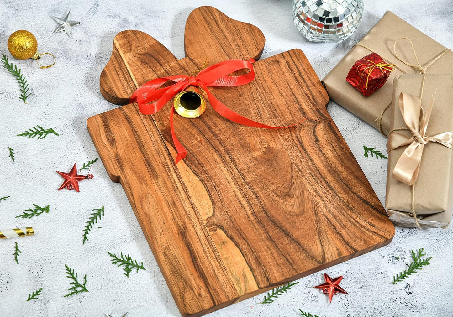 Organic Acacia kitchen Cutting Chopping Board Platter with Handle Butcher Block for Cheese and Vegetables Fruit & Salad (Gift Board 14"L x 10"W)