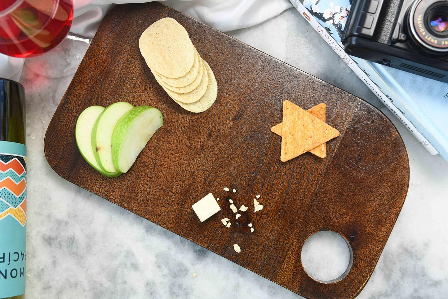 Cutting Board Series, Acacia Wood Cutting Boards for Kitchen, Black Wooden Serving Charcuterie Board, Organic Wood Board, Ideal for Chopping Meat, Fruits, Cheese 12 x 6.9