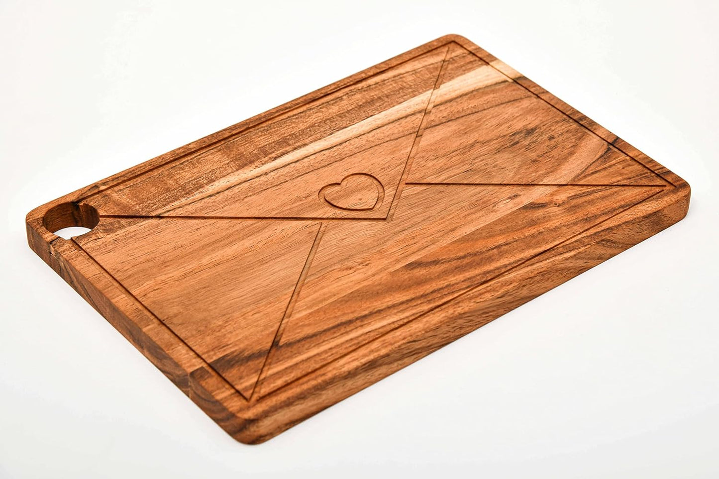 Affinity Decor Organic Acacia kitchen Cutting Chopping Board Platter Wine Holder with Handles for Butcher Block Cheese and Vegetables Fruit & Salad (Envelope Board 11"L x 7"W)