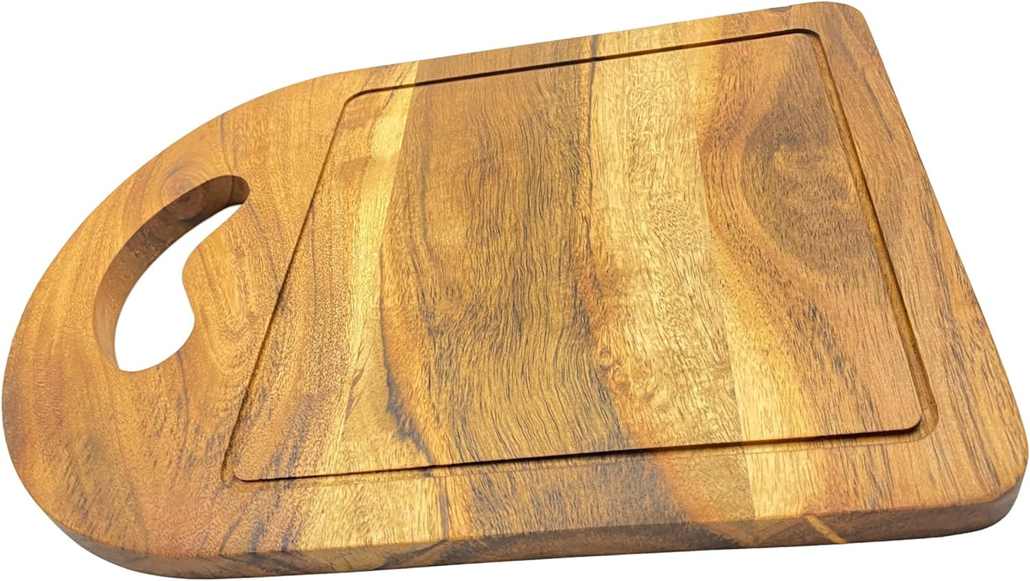 Affinity Decor Wood Cutting Board for Kitchen, 12.75"L x 10"W Shaped Wooden Cutting Boards with Hanging Hole & Groove, Charcuterie Boards, Serving Platter for Cheese & Kitchen Decoration