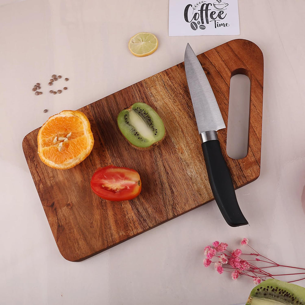 Wooden Cutting Board Series, Acacia Wood Cutting Boards for Kitchen, Wooden Serving Boards, Charcuterie Platter, Organic Wood Board for Meat, Fruits, Cheese 12.68" x 6.78"