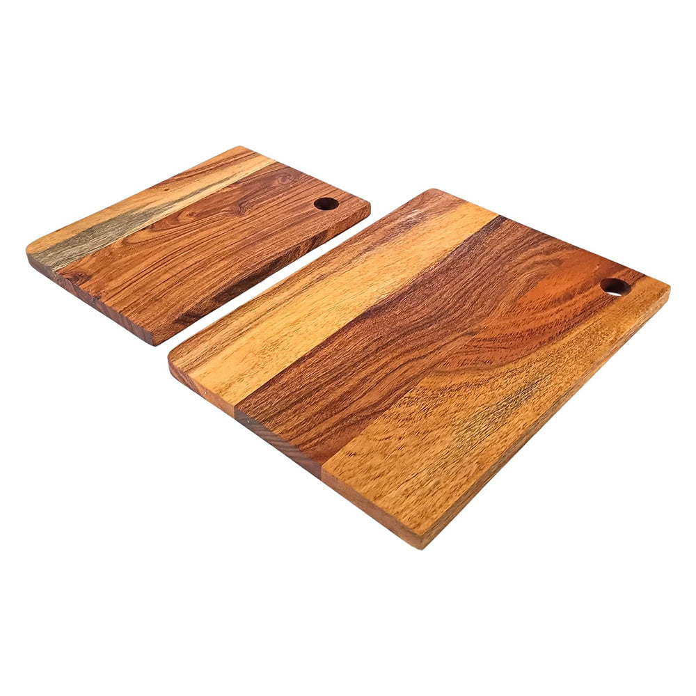 Wood Set Of 2 Cutting Boards Kitchen, Thick Chopping Board, Large Wooden Cutting Board with Deep Juice Groove and Handles, Wooden trays for meat, fruit and cheese (14 X 10 X 0.63 Inch)