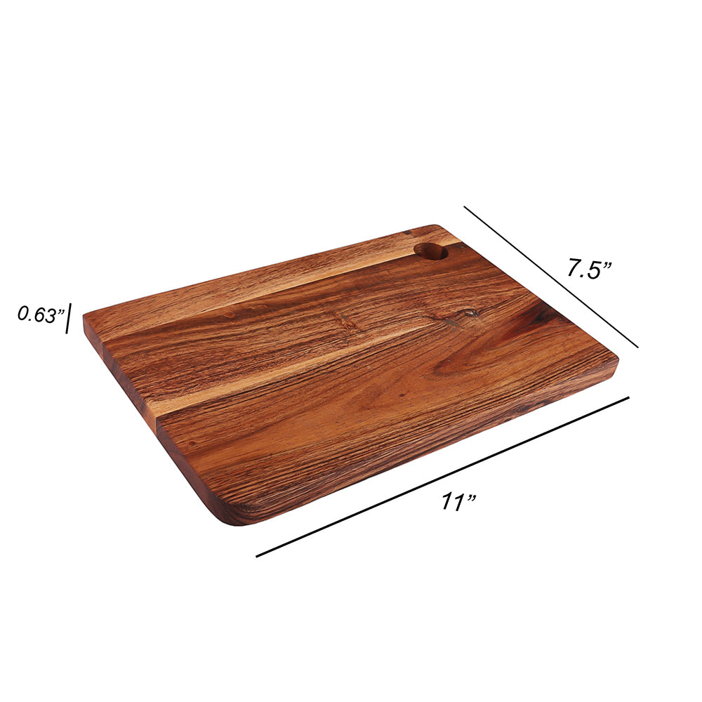 Cutting Board Series, Acacia Wood Cutting Boards for Kitchen, Wooden Serving Charcuterie Board, Organic Wood Board, Ideal for Chopping Meat, Fruits, Cheese 11"x7.5"