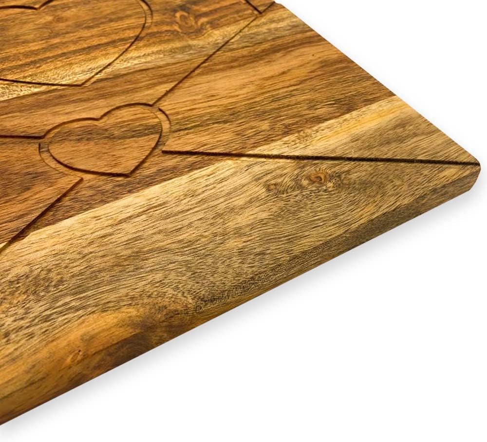 Valentine's Day Gifts Organic Acacia kitchen Cutting Chopping Charcuterie Board Platter Butcher Block for Cheese and Vegetables Meat (Love Message Board 11.3"L x 10.5"W)