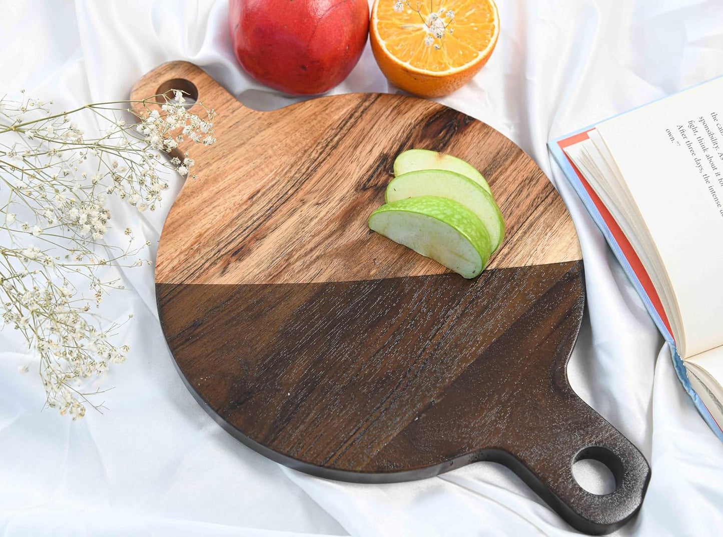 Cutting Board Series, Acacia Wood Chopping Boards for Kitchen, Hand Painted Wooden Serving Charcuterie Board, Organic Wood Board, Ideal for Chopping Meat, Fruits, Cheese 13"L x 8"W