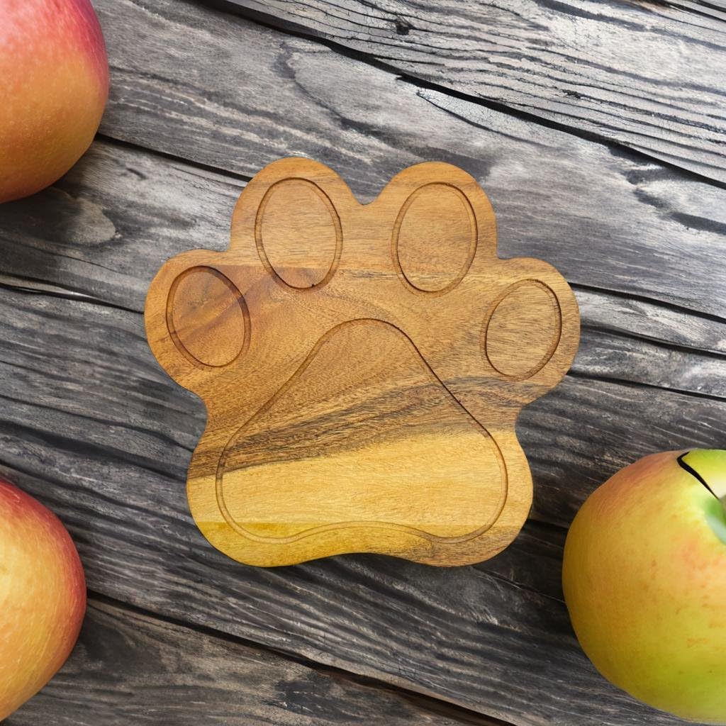 Funny Paw Shaped Wood Cutting Board for Kitchen with Groove, 10.25"L x 11"W Decorative Funny Paw Charcuterie Serving Board, Cheese Serving Board, Solid Wood Chopping Board