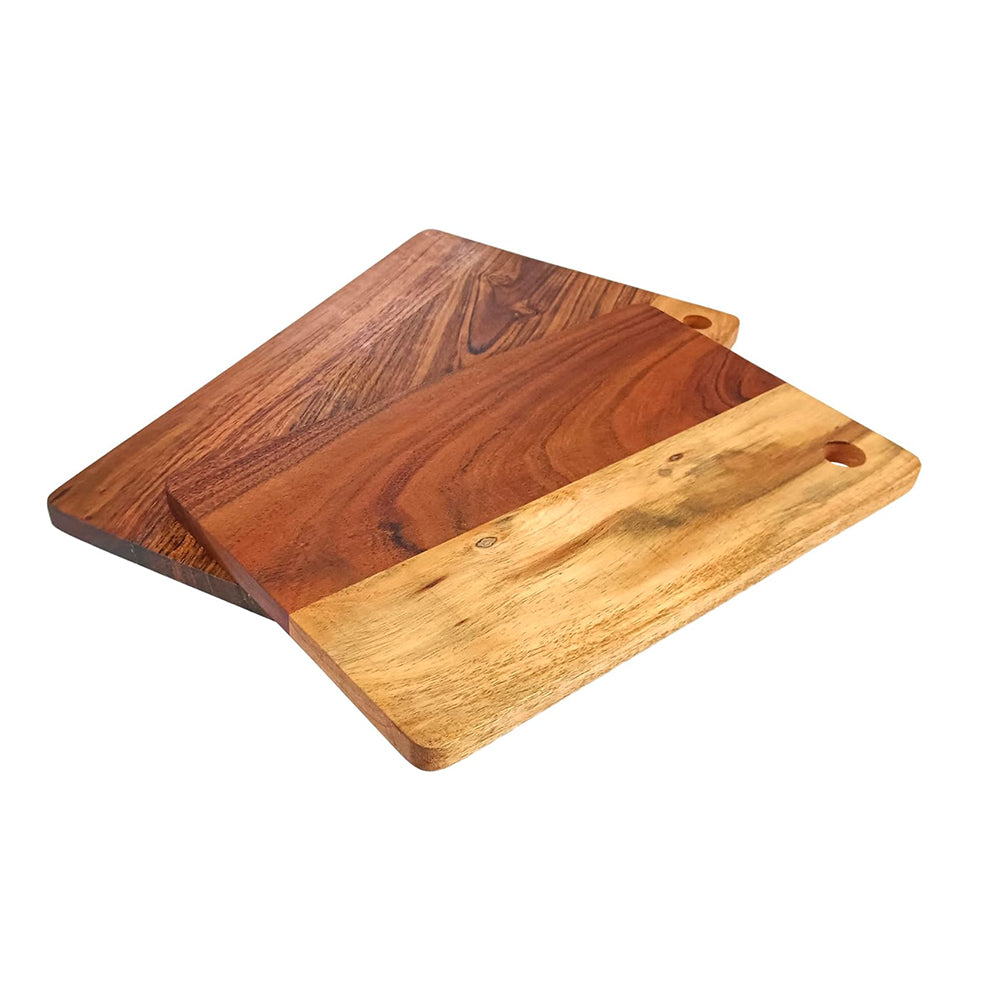 Wood Set Of 2 Cutting Boards Kitchen, Thick Chopping Board, Large Wooden Cutting Board with Deep Juice Groove and Handles, Wooden trays for meat, fruit and cheese (16 X 10 X 0.63 Inch)