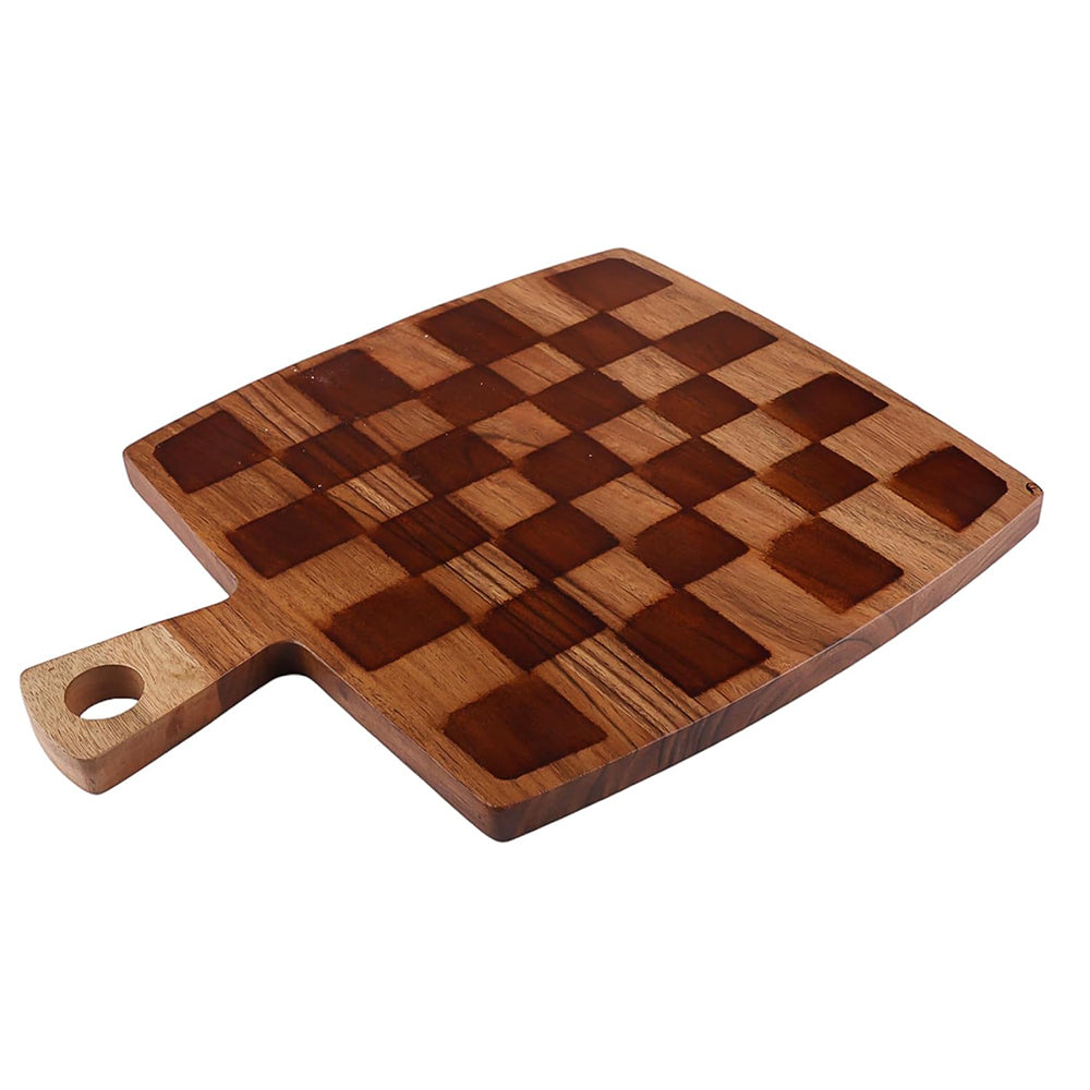 Cutting Board Series, Acacia Wood Cutting Boards for Kitchen, Wooden Serving Charcuterie Board, Chess Print Wood Board, Ideal for Chopping Meat, Fruits, Cheese 14"x10.8"