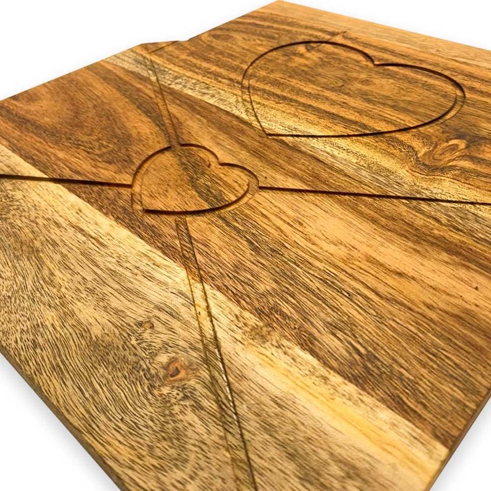 Valentine's Day Gifts Organic Acacia kitchen Cutting Chopping Charcuterie Board Platter Butcher Block for Cheese and Vegetables Meat (Love Message Board 11.3"L x 10.5"W)