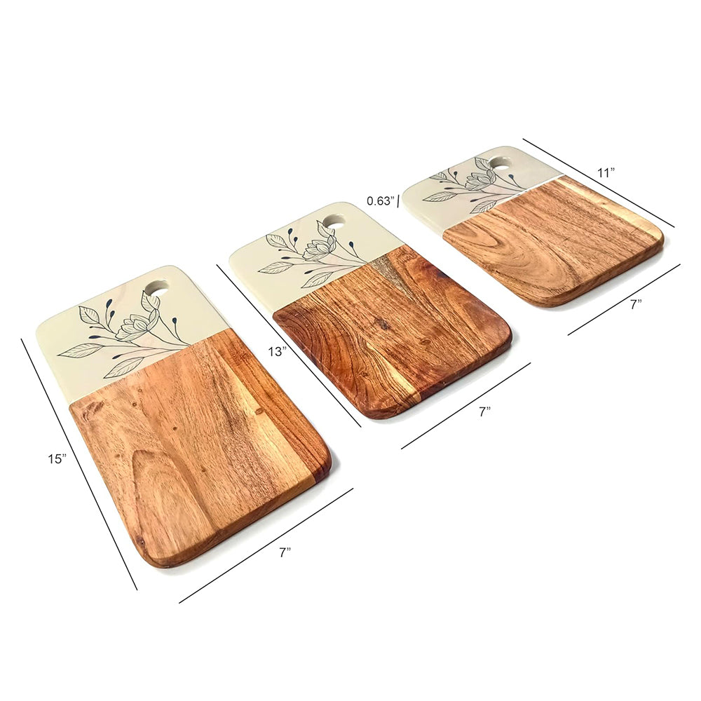 Affinity Décor Resin Print Set Of 3 Cutting Board Kitchen Deco with Grooves Festive Décor Epoxy Wood Cutting Board Handmade Large Charcuterie Board Handcrafted Acacia Wood Cutting Board (326)