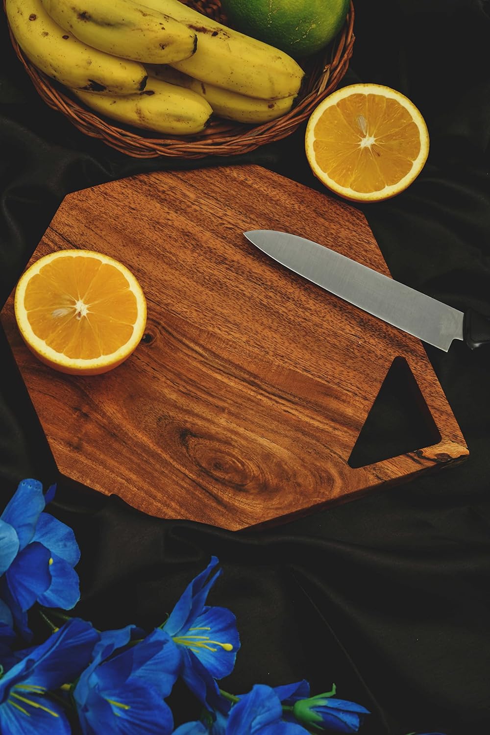 Affinity Decor Organic Acacia Kitchen Cutting Chopping Board for Butcher Block Cheese and Vegetables Fruit Salad Halloween Christmas Gift (Hexagon Board 11"L x 9"W)