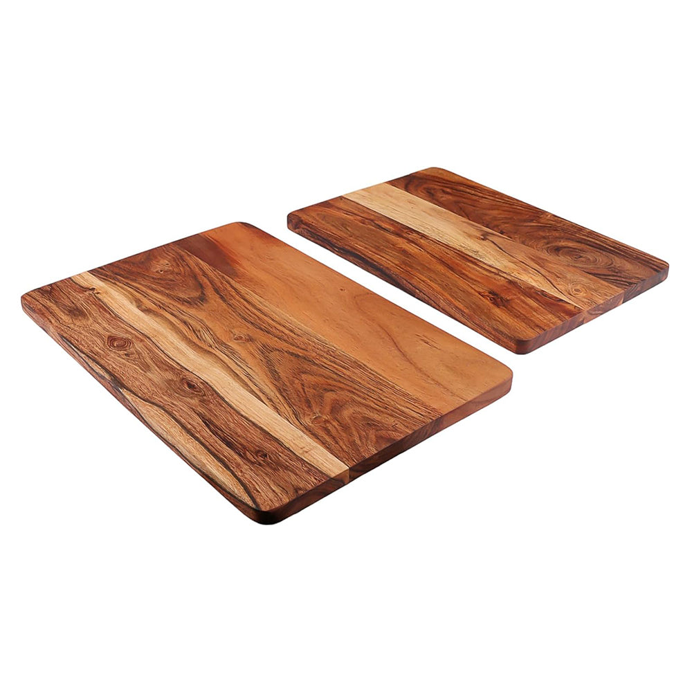 Cutting Board Series, Acacia Wood Cutting Boards for Kitchen, Solid Wooden Serving Charcuterie Board, Set of 2 Wood Board, Ideal for Chopping Meat, Cheese 15"x10", 13"x9"