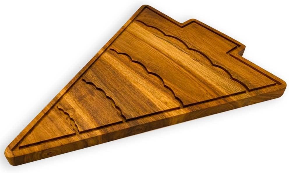 Organic Acacia kitchen Cutting Chopping Charcuterie Board Platter for Butcher Block Cheese and Vegetables (Christmas Tree with Curved Groove 13.5"L x 10.8"W)