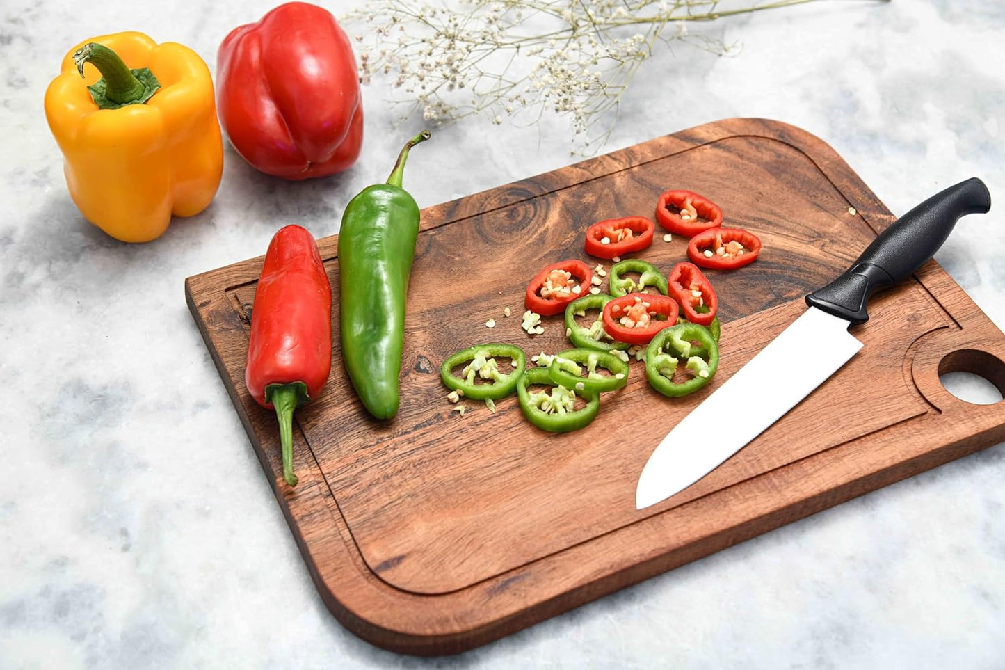 Cutting Board Series, Acacia Wood Cutting Boards for Kitchen, Wooden Serving Charcuterie Board, Organic Wood Board, Ideal for Chopping Meat, Fruits, Cheese 13 x 9