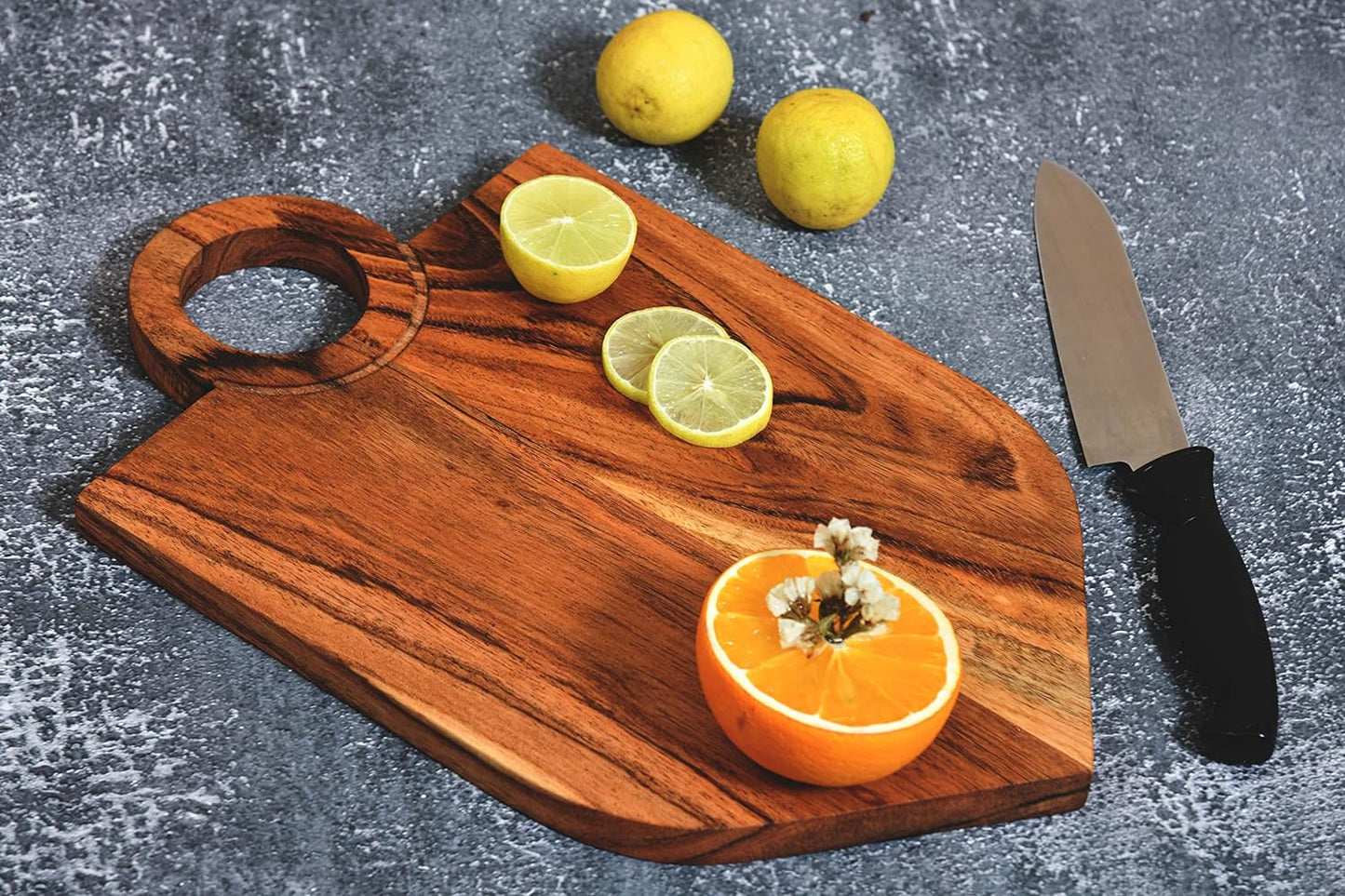 Affinity Decor Organic Acacia Kitchen Cutting Chopping Board for Butcher Block Cheese and Vegetables Fruit Salad Halloween Christmas Gift (Badge Board 13"L x 8"W)