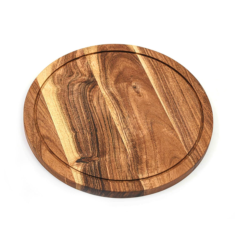 Cutting Board Series, Acacia Wood Cutting Boards for Kitchen, Round Wooden Serving Charcuterie Board, Organic Wood Board, Ideal for Chopping Meat, Fruits, Cheese 11 x 11