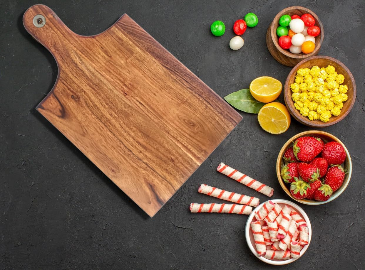 Wood Cutting Boards Kitchen, Thick Chopping Board, Serving Trays Large Wooden Cutting Board with Deep Juice Groove and Handles, Wooden trays for meat, fruit and cheese (14 X 8 X 0.63 Inch)