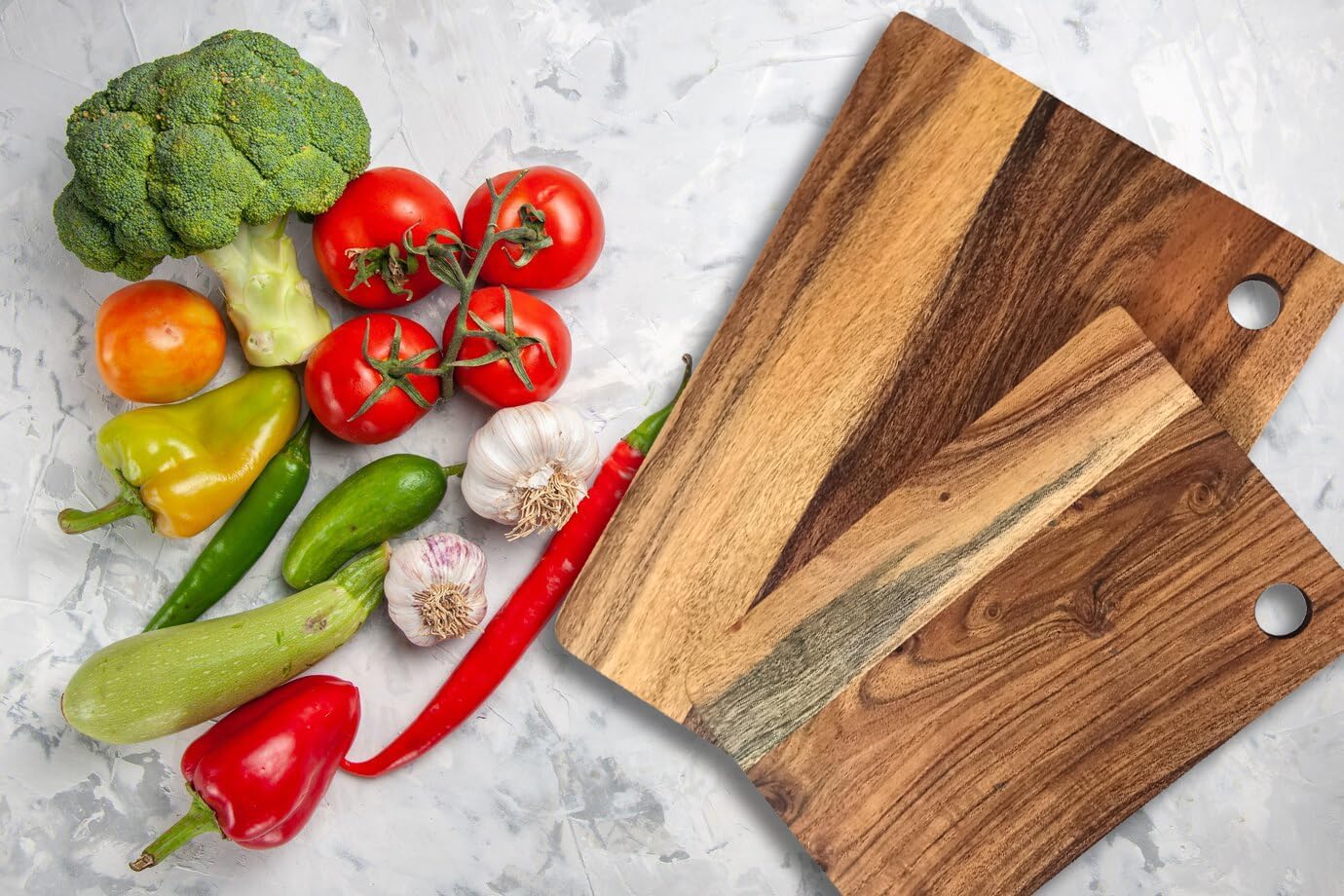 Wood Set Of 2 Cutting Boards Kitchen, Thick Chopping Board, Large Wooden Cutting Board with Deep Juice Groove and Handles, Wooden trays for meat, fruit and cheese (14 X 10 X 0.63 Inch)