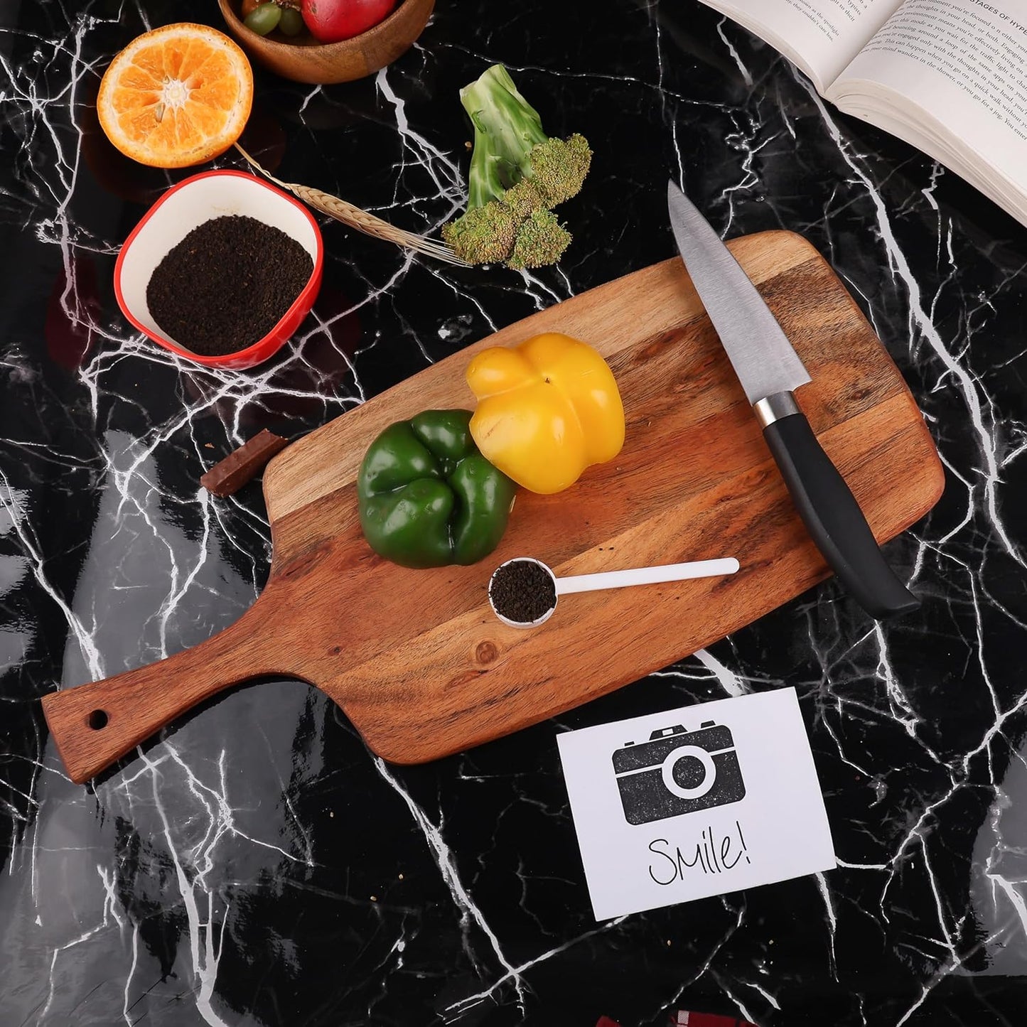 Affinity Decor Cutting Board Series, Acacia Wood Cutting Boards for Kitchen, Wooden Serving Charcuterie Board, Organic Natural Wood Board, Ideal for Chopping Meat, Fruits, Cheese 16.8"x7"