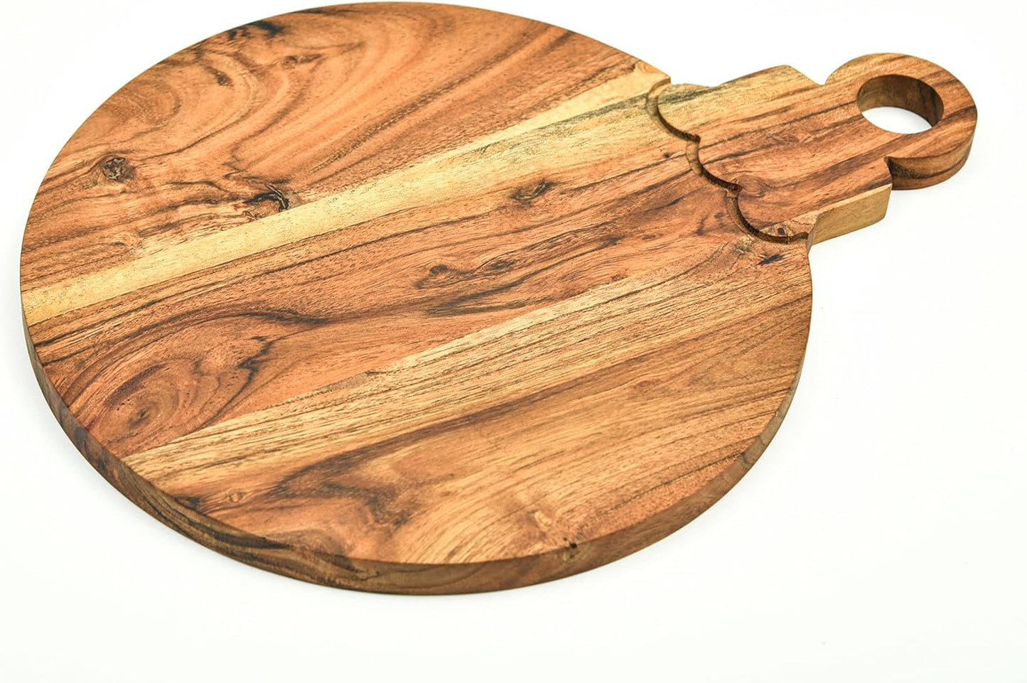 Organic Acacia Wood Cutting Board for kitchen Platter with Handles Butcher Block Chopping Boards for Cheese Vegetables Fruit & Salad (Bulb Board 13"L x 10"W)