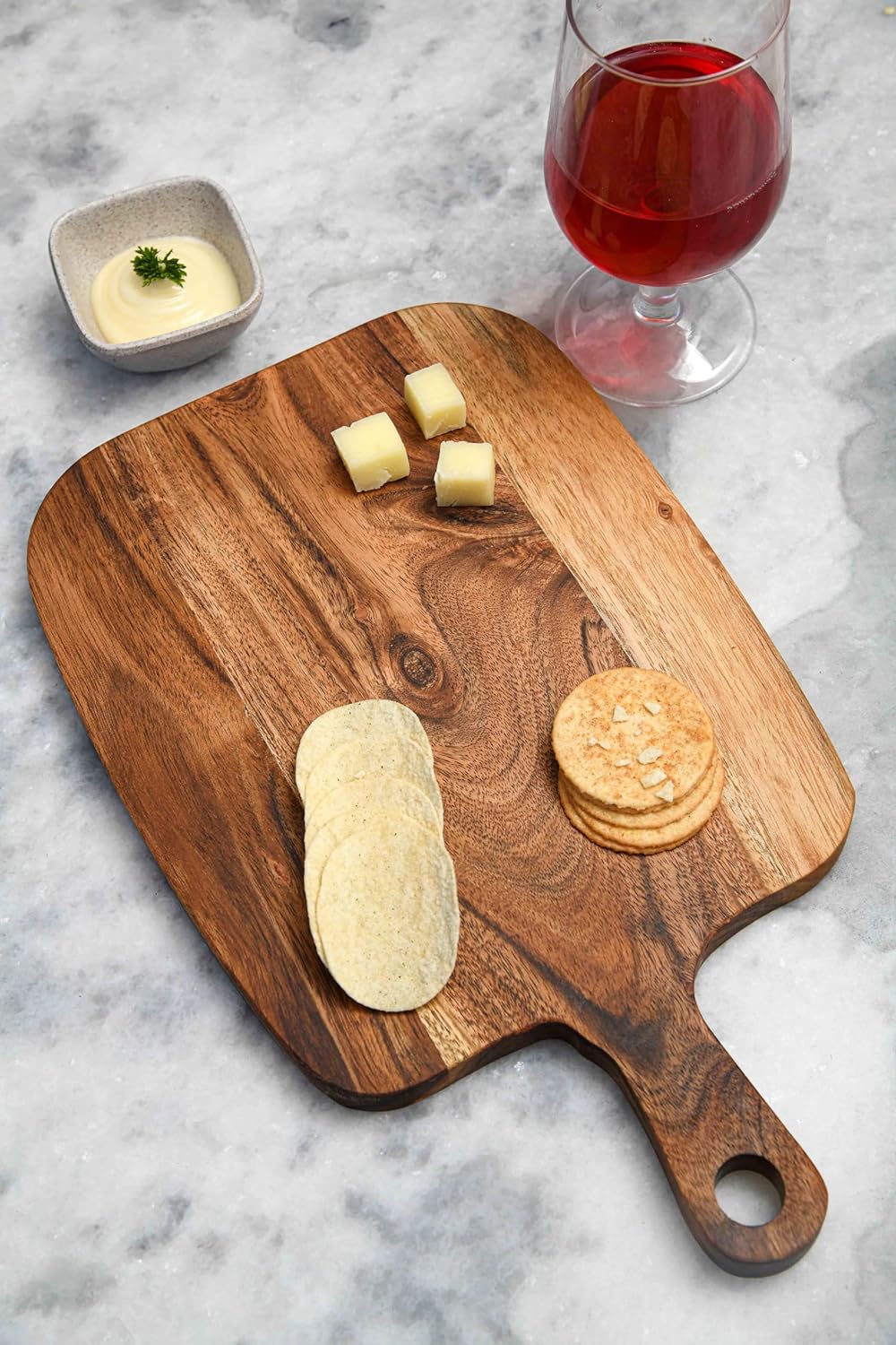 Cutting Board Series, Acacia Wood Cutting Boards for Kitchen, Wooden Serving Charcuterie Board, Organic Wood Board, Ideal for Chopping Meat, Fruits, Cheese 13.4 x 8