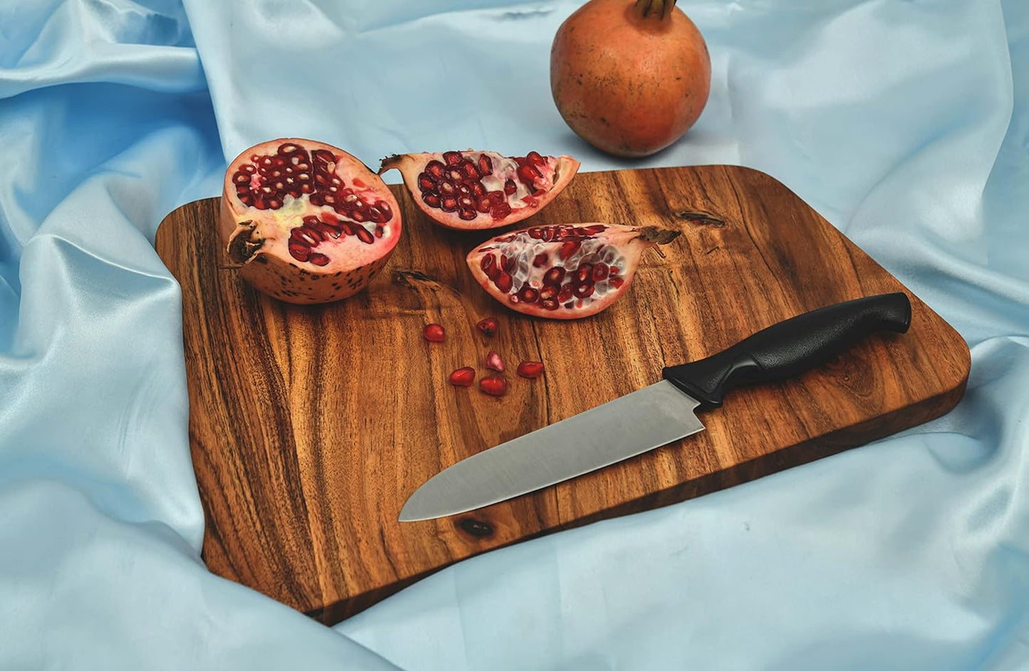 Affinity Decor Organic Acacia Kitchen Cutting Chopping Board for Butcher Block Cheese and Vegetables Fruit Salad Halloween Christmas Gift (Line Board 14"L x 10"W)