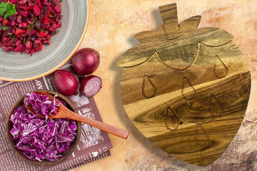 Affinity Decor Cutting Board Series, Acacia Wood Cutting Boards for Kitchen, Wooden Serving Charcuterie Board, Chess Print Wood Board, Ideal for Chopping Meat, Fruits, Cheese 16.2"x12.7"