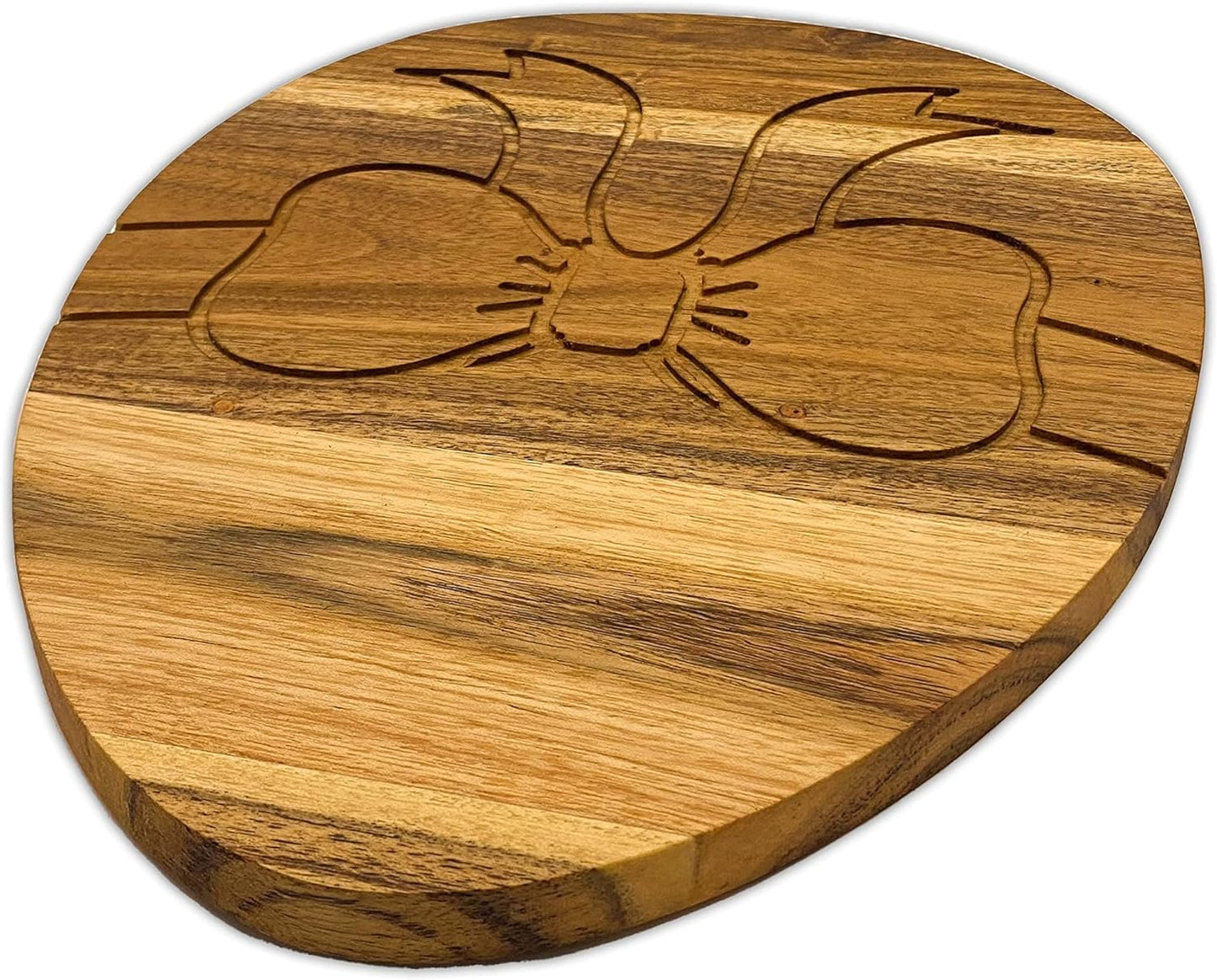 Organic Acacia Wooden Cutting Board and Serving Platter for Cheese Snacks Vegetables Fruit & Salad (Gifted Egg 13"L x 9.3"W)