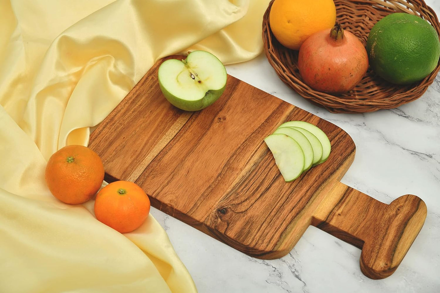 Affinity Decor Organic Acacia Kitchen Cutting Chopping Board for Butcher Block Cheese and Vegetables Fruit Salad Halloween Christmas Gift (Cylinder Board 14"L x 8"W)