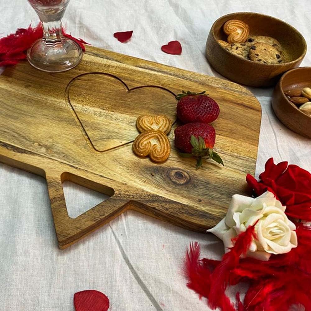 Valentine's Day Gifts Organic Acacia kitchen Cutting Chopping Charcuterie Board Platter Butcher Block for Cheese and Vegetables Meat (Chat Box Board 11.2"L x 9.6"W)