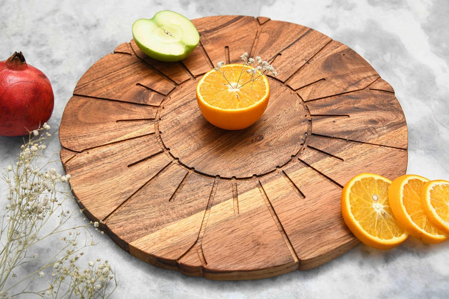 Affinity Decor Sun Flower Shaped Wood Cutting Board for Kitchen, Wooden Serving Boards, Charcuterie Platter, Appetizer Board, Serving Board for Kitchen 13"L x 13"W