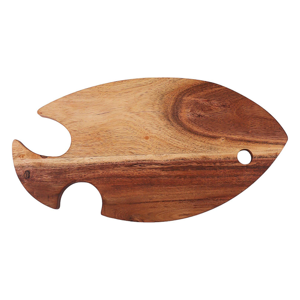 Funny Fish Shaped Wood Cutting Board for Kitchen, Wooden Cutting Board with Handle and Hole, Food Serving Board, Funny Charcuterie Board Appetizer Platter 13.8"L x 7.3"W