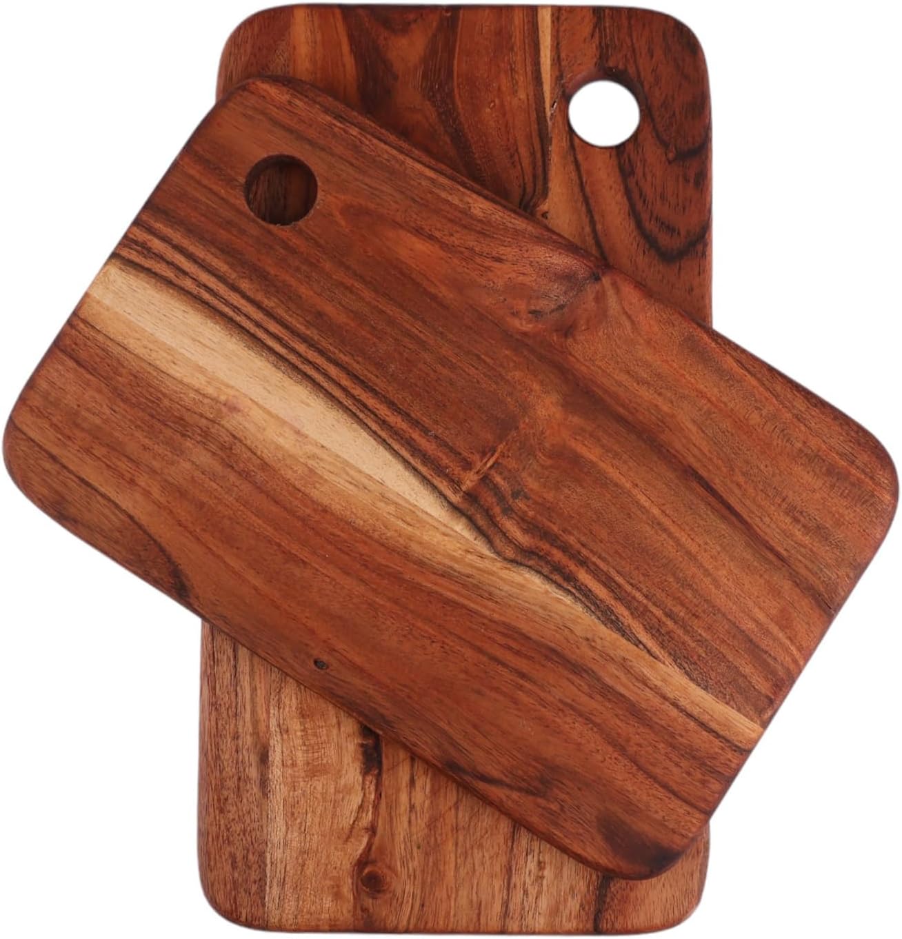 Affinity Decor Cutting Board Series, Acacia Wood Cutting Boards for Kitchen, Set of 2 Wooden Serving Charcuterie Board, Organic Wood Board, Ideal for Fruits, Cheese 13"x7", 11"x7"