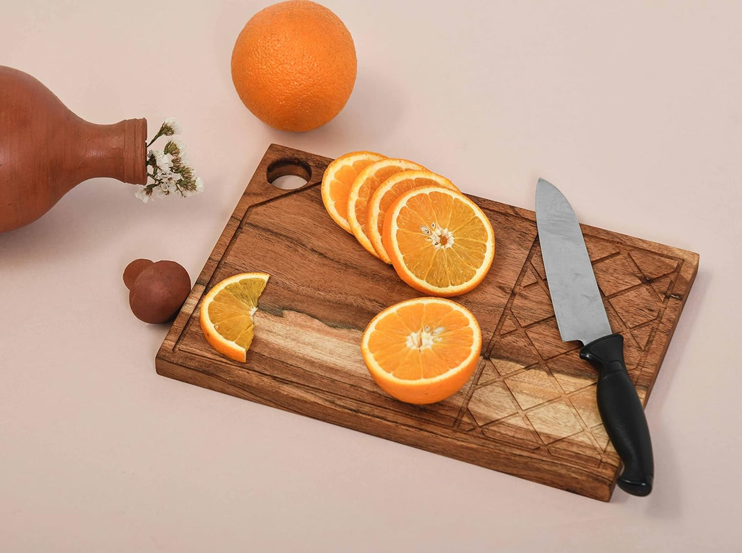 Affinity Decor Acacia Wood Cutting Board for kitchen Chopping Boards, Wooden Platter with Groove, Butcher Block, Natural Cheese Serving Plate (Criss Cross Board 11"L x 7"W)