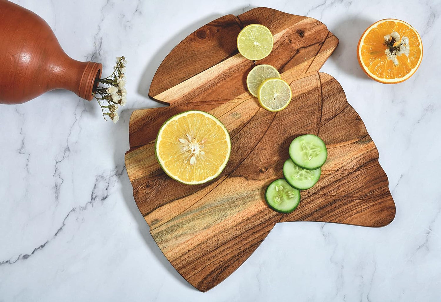 Affinity Decor Organic Acacia Kitchen Cutting Chopping Board for Butcher Block Cheese and Vegetables Fruit Salad Halloween Christmas Gift (Turban Board 11"L x 12"W)