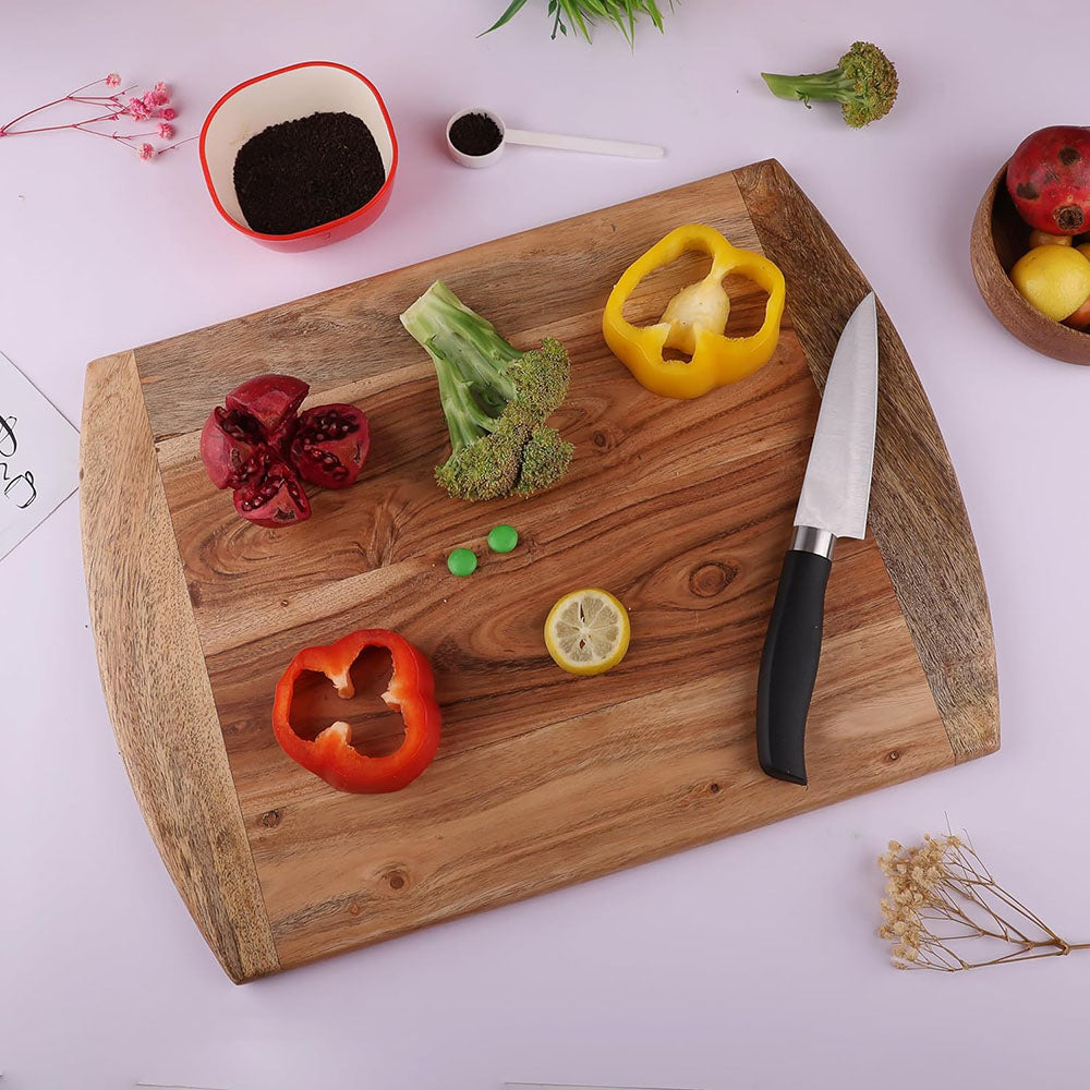 Cutting Board Series, Acacia & Mango Wood Cutting Boards for Kitchen, Big Wooden Serving Charcuterie Board, Organic Wood Board, Ideal for Fruits, Cheese 16"x12"