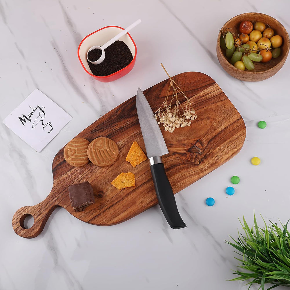 Cutting Board Series, Acacia Wood Cutting Boards for Kitchen, Wooden Serving Charcuterie Board, Organic Wood Board, Ideal for Chopping Meat, Fruits, Cheese 15.4"x6.7"