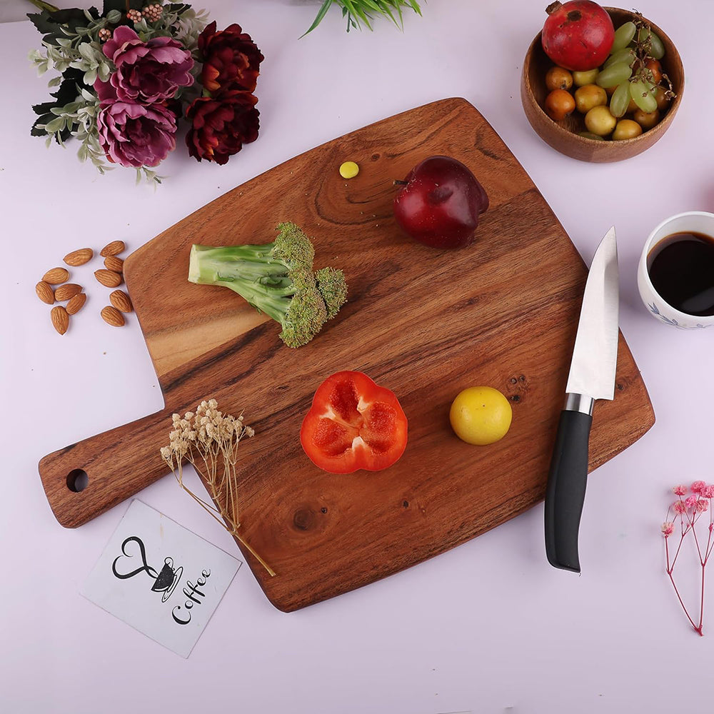 Cutting Board Series, Acacia Wood Cutting Boards for Kitchen, Wooden Serving Charcuterie Board, Organic Wood Board, Ideal for Chopping Meat, Fruits, Cheese 16"x12"